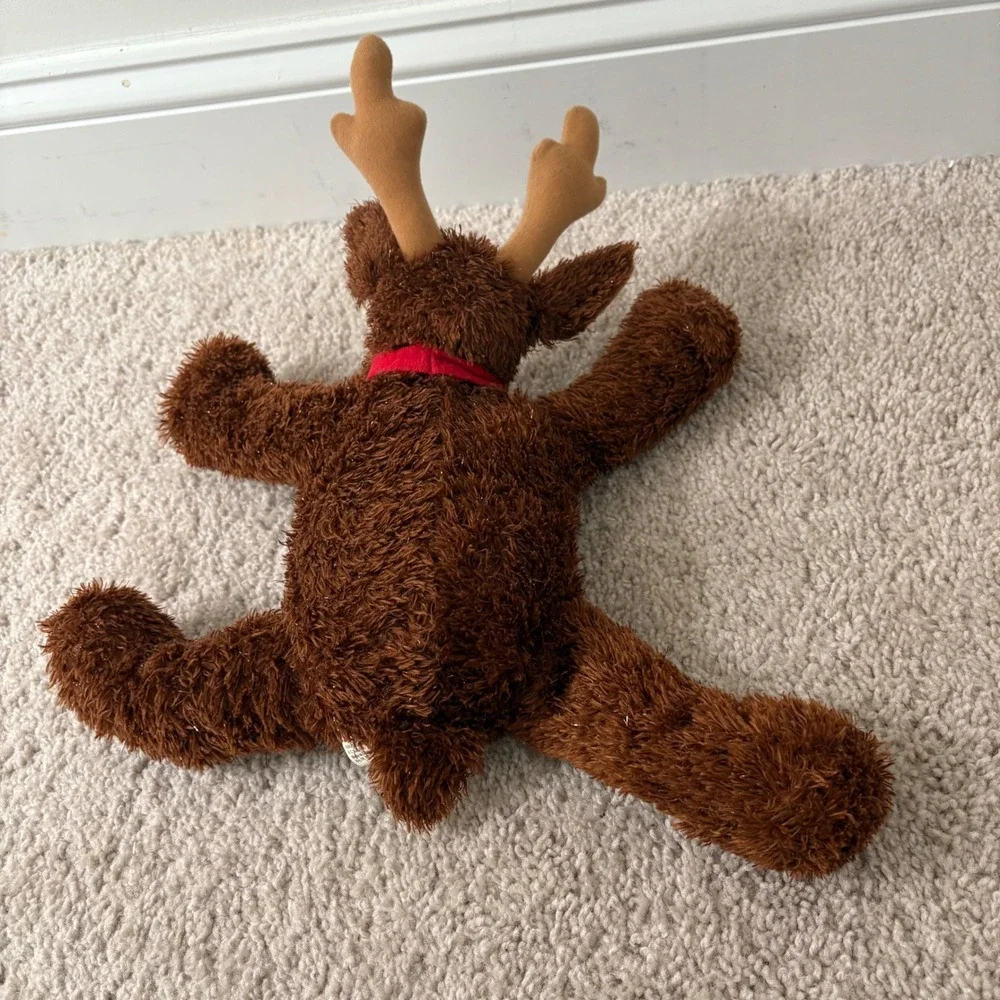 Hallmark Plush Reindeer Comet Sparkly Brown Soft Stuffed Animal‎ Red Collar